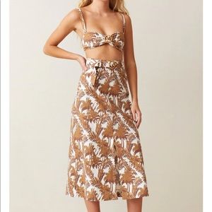 Bec+Bridge Party Wave Midi Skirt & Bralette 60s tiki set excellent condition US6